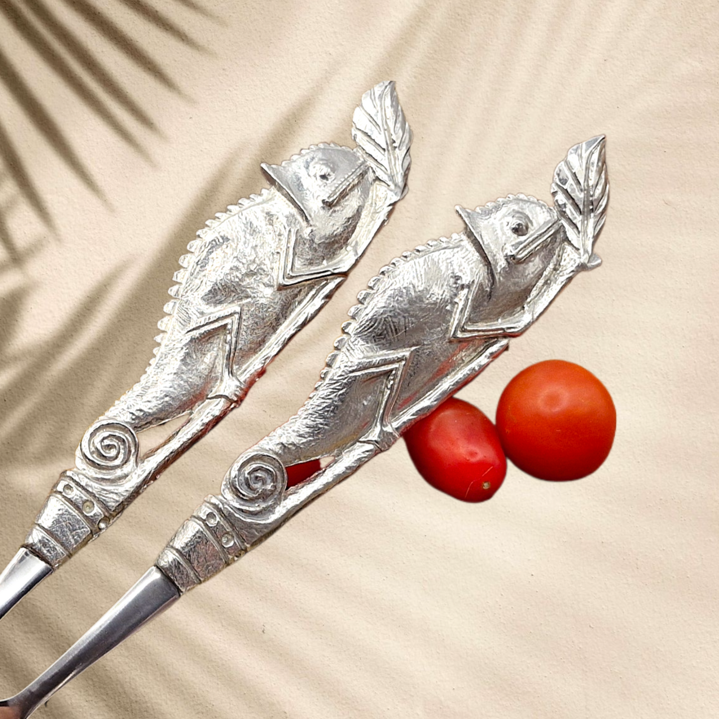 Pewter - Salad Servers - Mysterious Chameleon