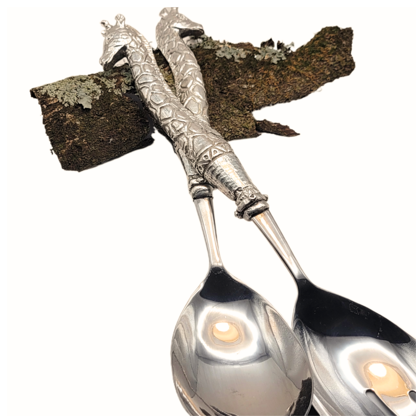 Pewter - Salad Servers - Giraffe