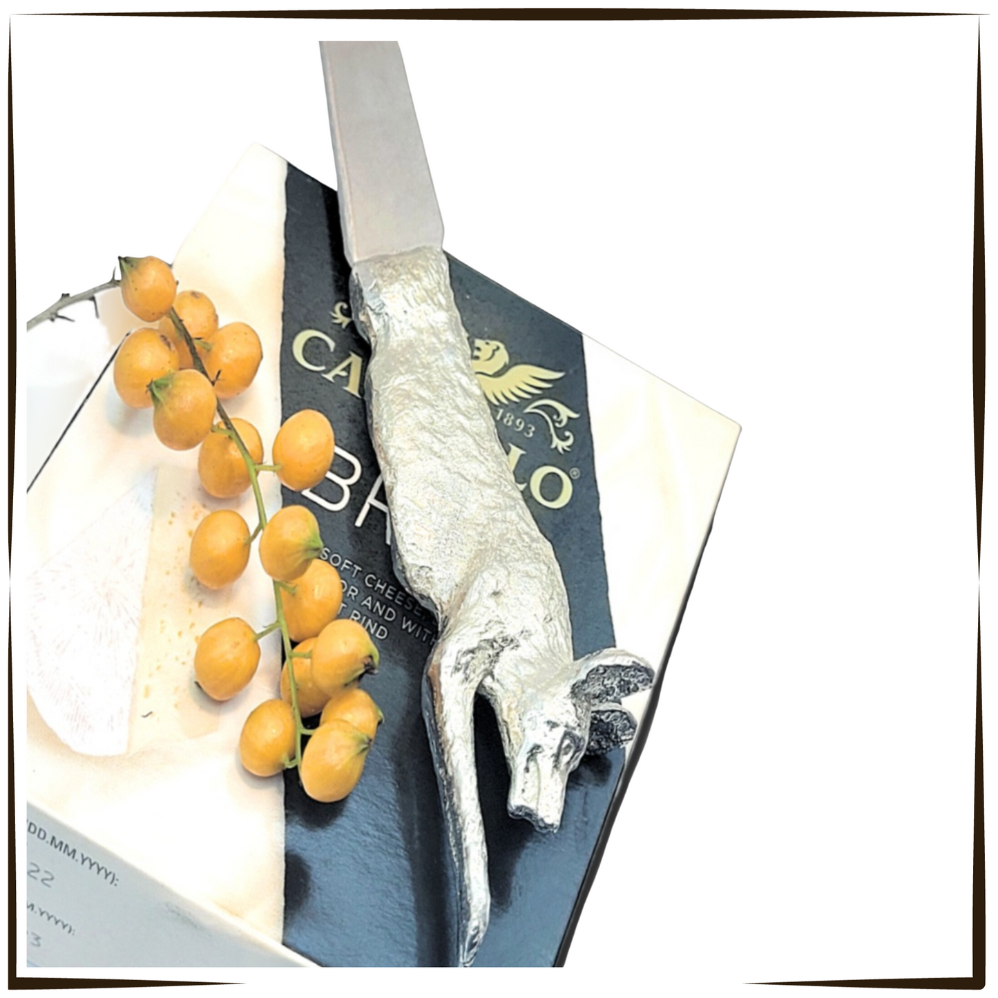 Pewter - Unique Cheese and Butter Knife Set - African Wild Dog 