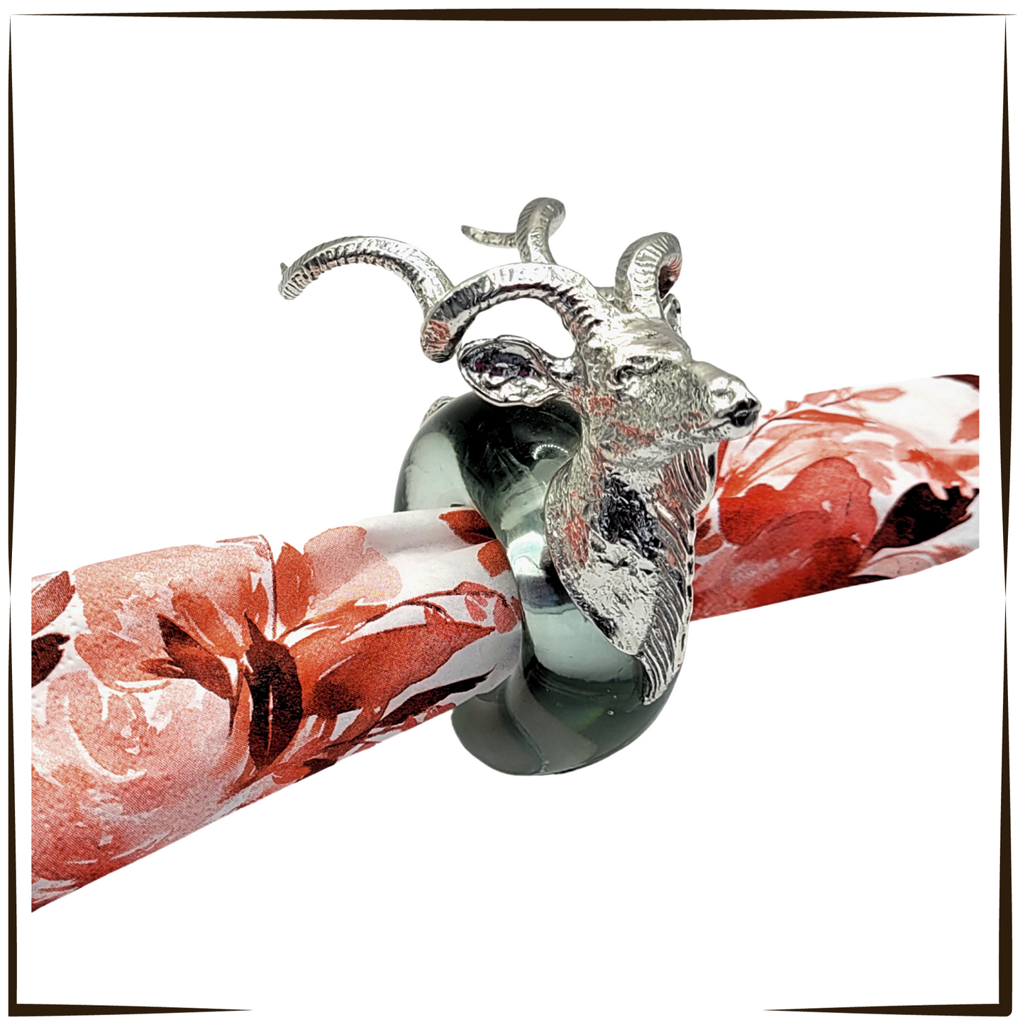 Elegant Recycled Glass And Pewter Napkin Ring - Kudu