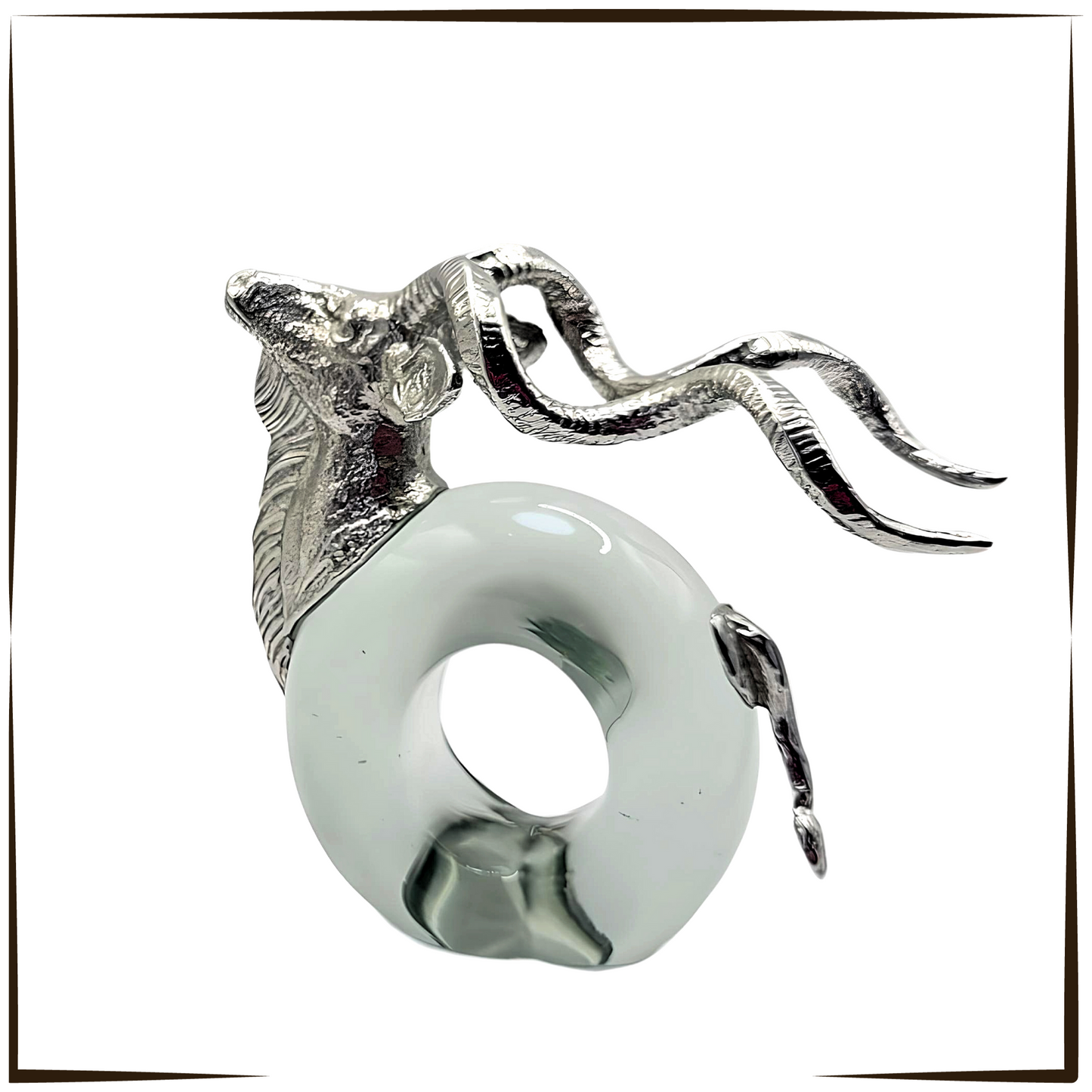 Elegant Recycled Glass And Pewter Napkin Ring - Kudu