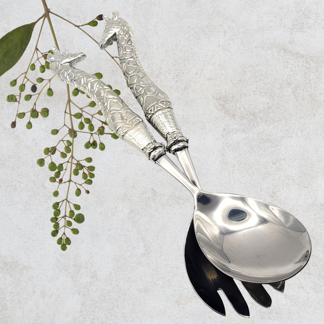 Pewter - Salad Servers - Giraffe