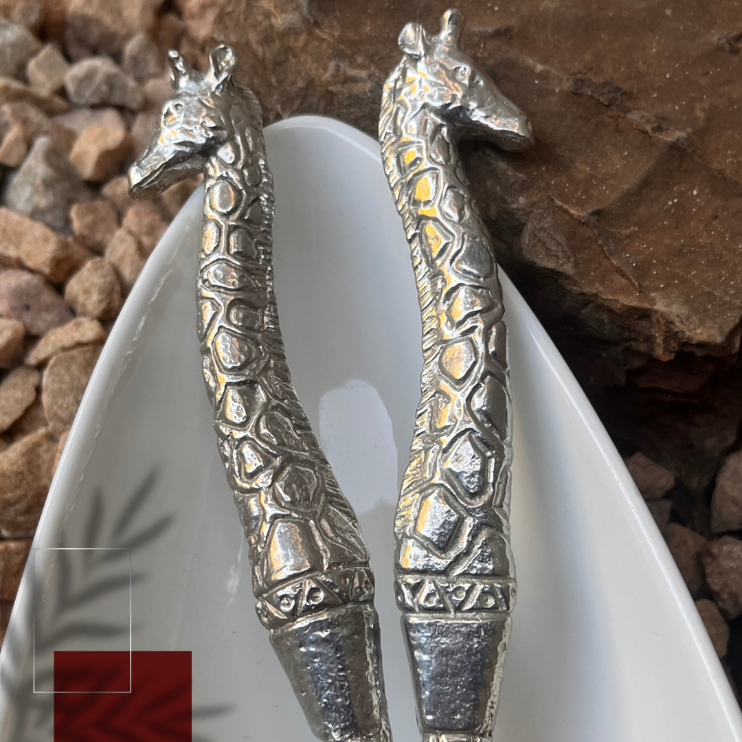 Pewter - Salad Servers - Giraffe