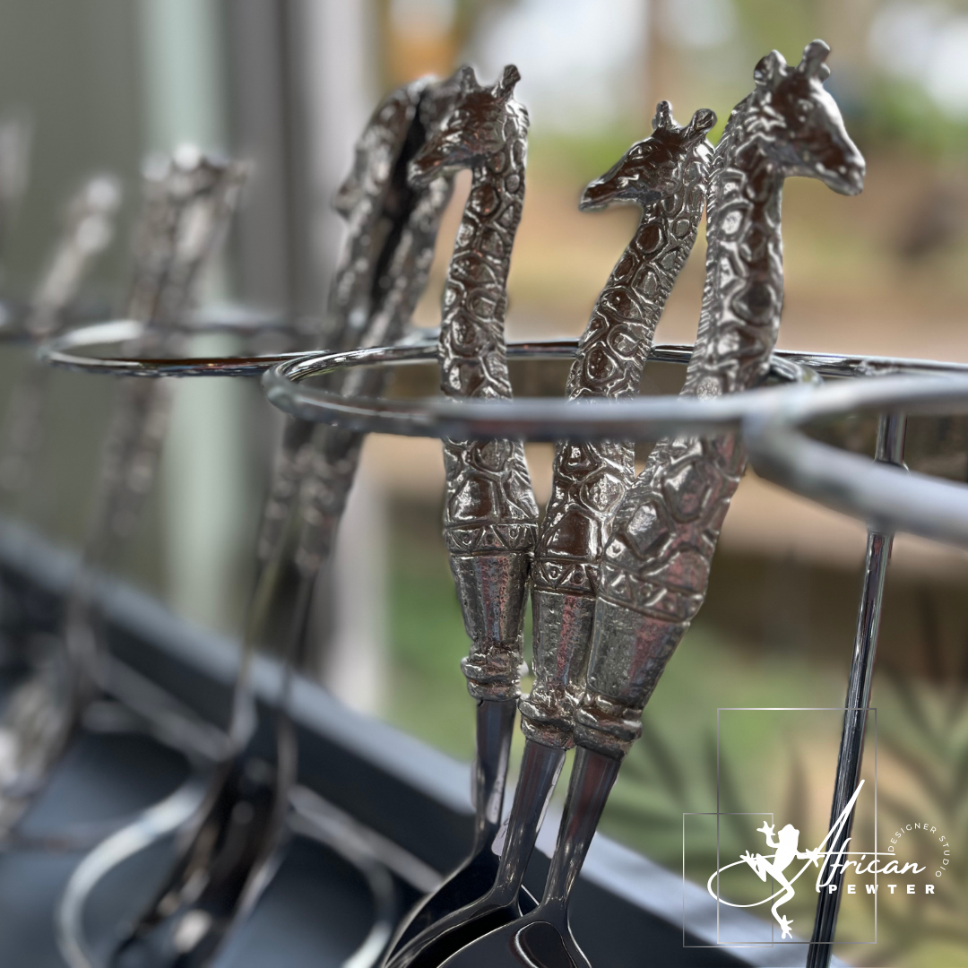 Pewter - Salad Servers - Giraffe