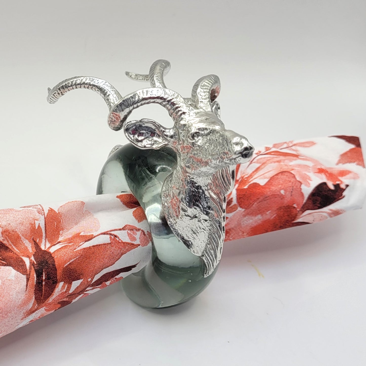 Pewter and Recycled Glass - Napkin Ring - Kudu