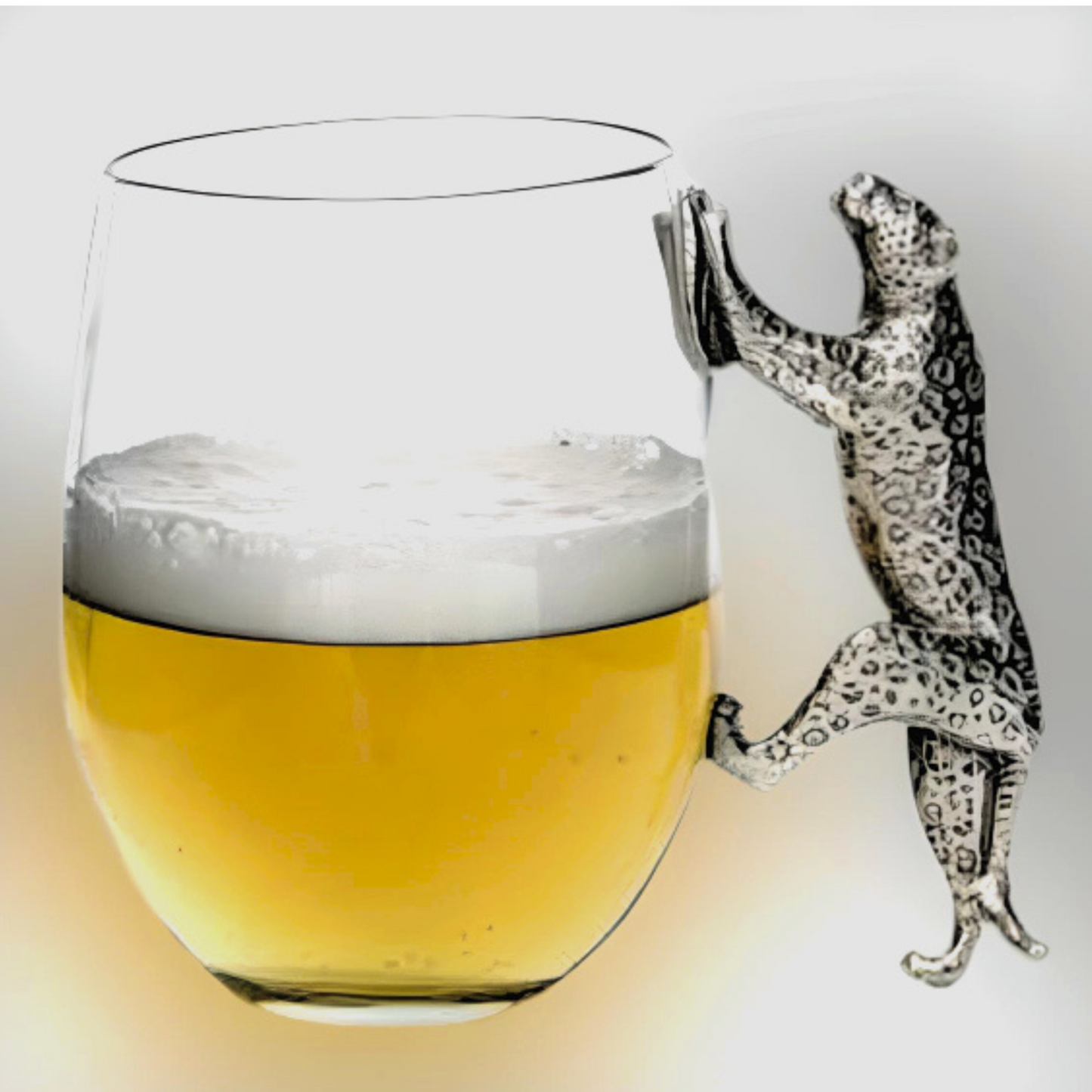 Recycled Glass and Pewter - Beer Glass - Savannah The Leopard