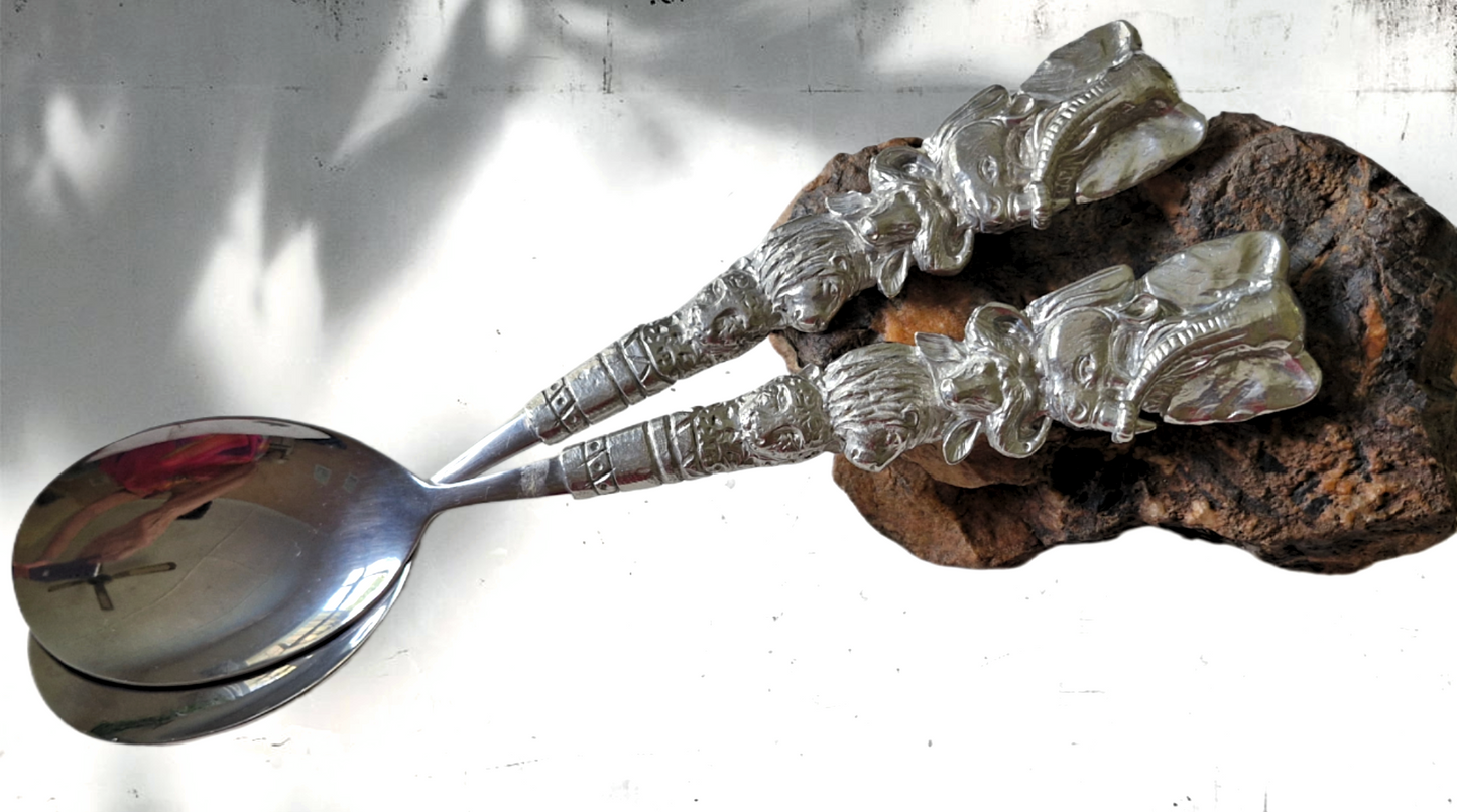 Pewter - Salad Server Set - Africa's Big Five