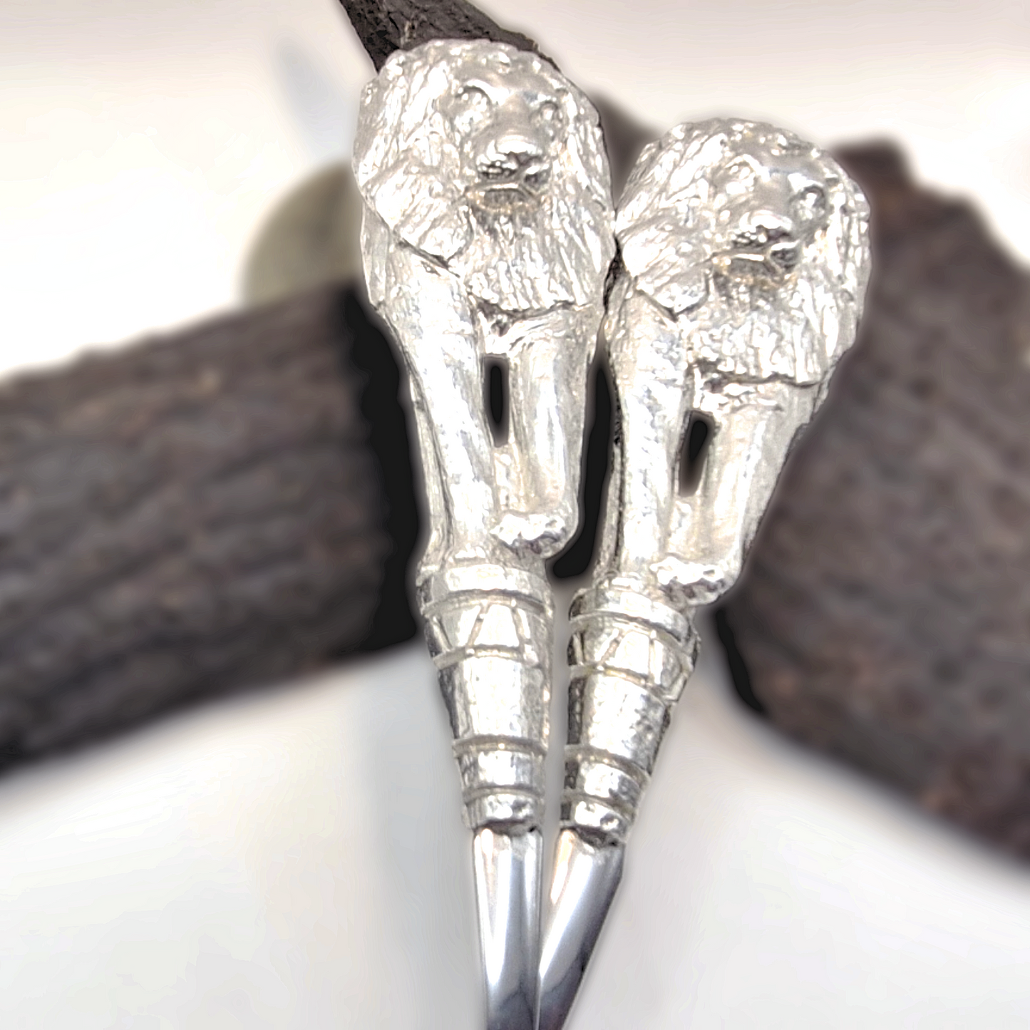 Pewter - Salad Servers - Lion