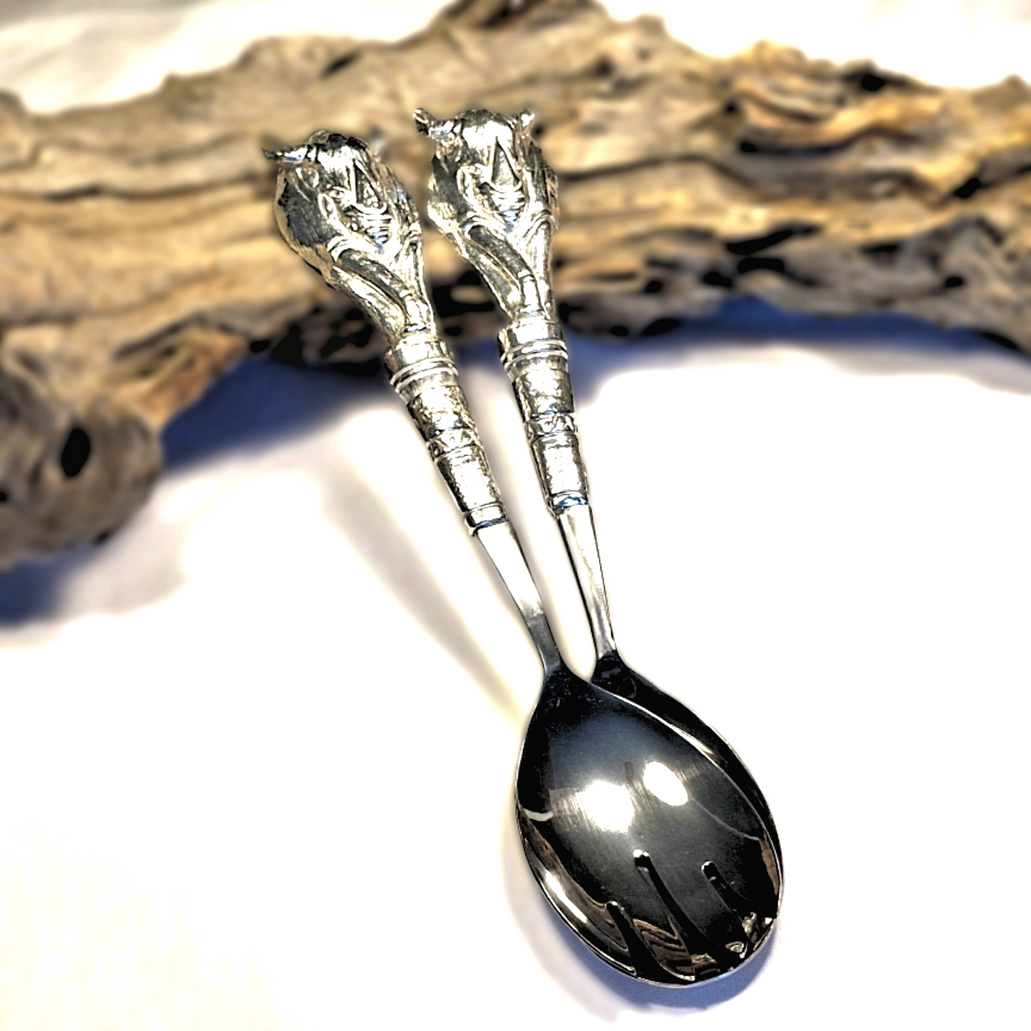 Pewter - Salad Servers - Black Rhino