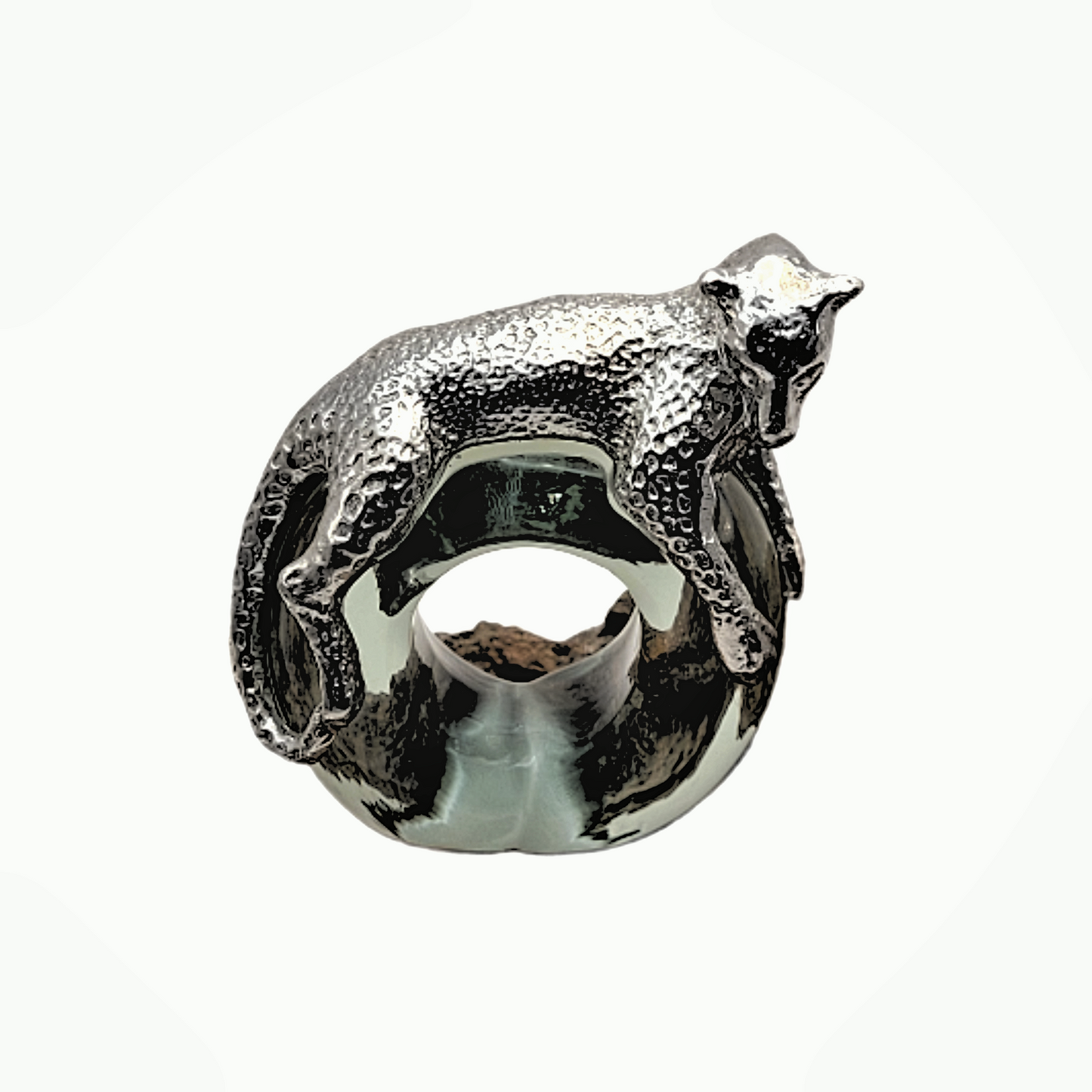 Pewter and Recycled Glass - Napkin Ring - Leopard