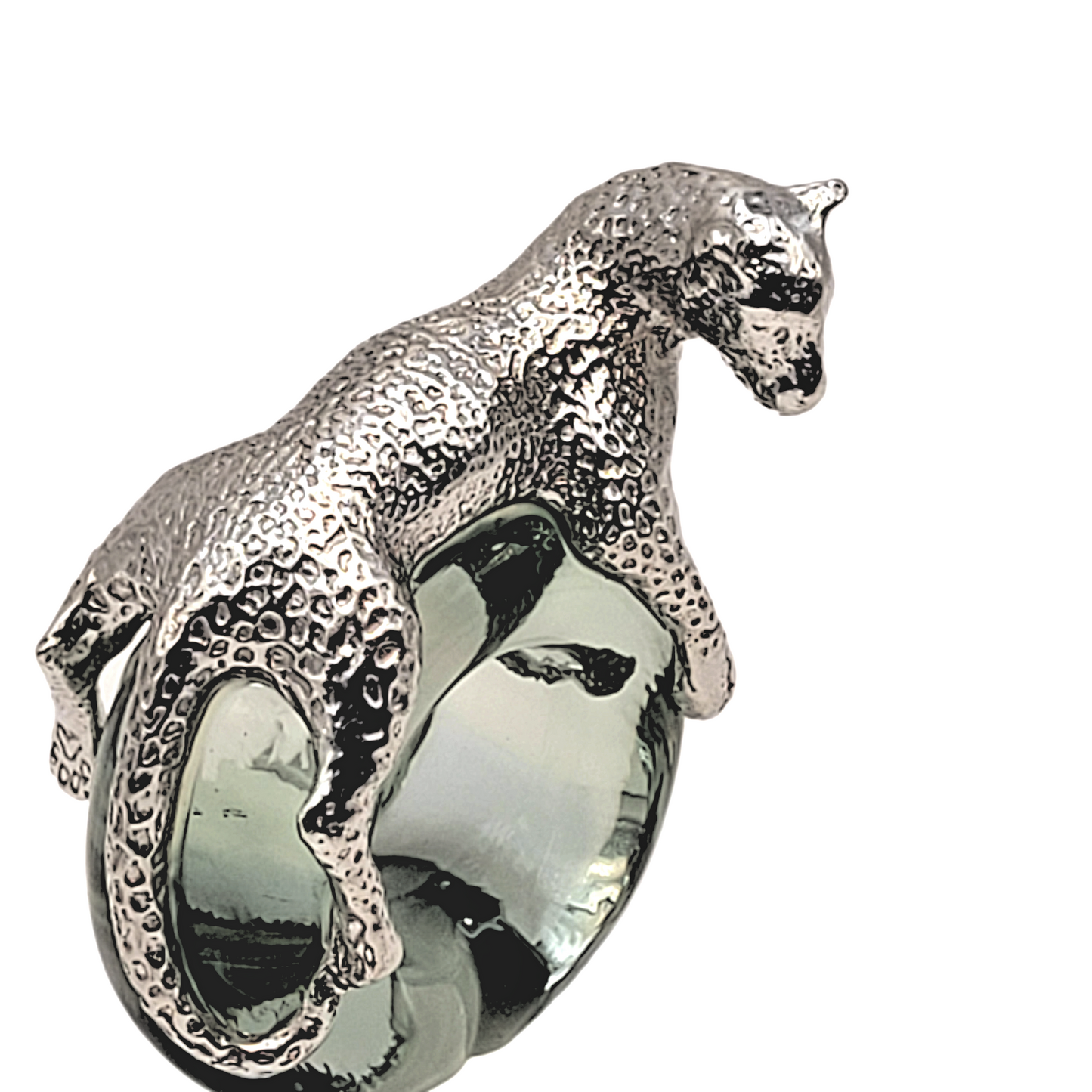 Pewter and Recycled Glass - Napkin Ring - Leopard